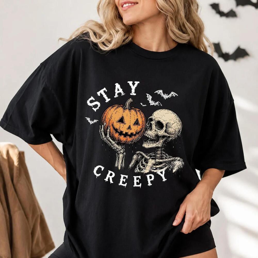Stay Creepy Halloween Shirt, Creepy Skeleton Hands Graphic Tee